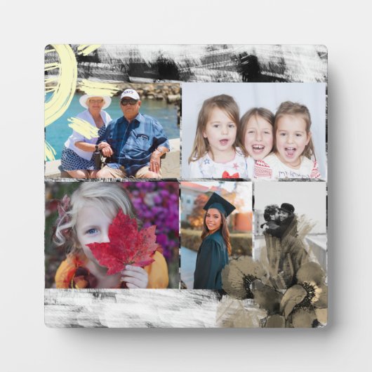 Custom 5 Fotos Schwarz/Weiß Abstrakte Blume Fotoplatte (Vorderseite)