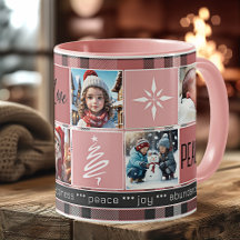 Custom 5 Fotos Sweet Pink Karierte Weihnachten