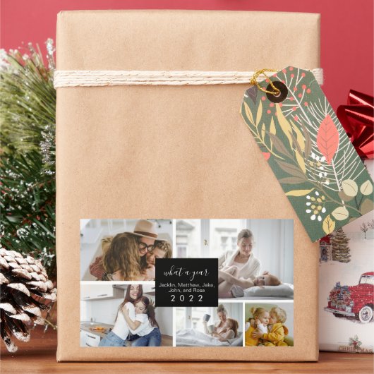 Custom 5 Fotos Typografie Urlaub Rechteckiger Aufkleber (Feiertag)