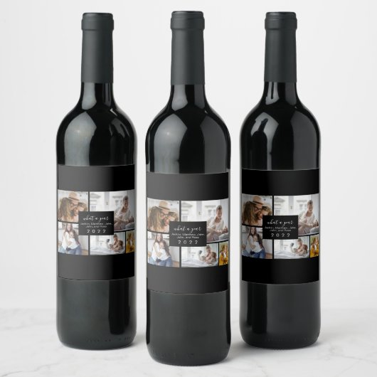 Custom 5 Fotos Typografie Urlaub Weinetikett (Flaschen)