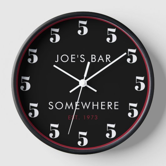 Custom 5 O'clock Bar Happy Hour Black Uhr (Vorderseite)