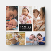 Custom 5 Photo Collage Family Is Everything Quote Fotoplatte (Vorderseite)