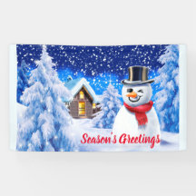 Custom 5' x 3' Christmas Vinyl Banner Snow-Szene