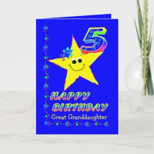 Custom 5th Birthday Stars for Great Granddaughter Karte