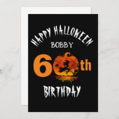 Custom 60. Geburtstag Happy Halloween Party Einladung (Vorne/Hinten)
