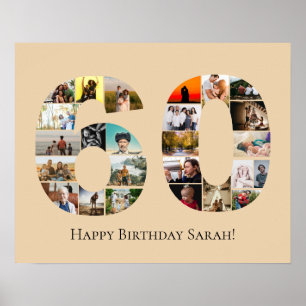 Custom 60. Geburtstag oder Jubiläum Foto Montage Poster