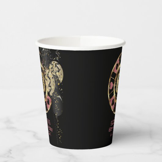 Custom 60. Geburtstag Vegas Stil Pappbecher (Links)