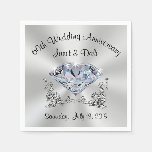 Custom 60. Wedding Anniversary Cocktail Napkins Serviette (Vorderseite)