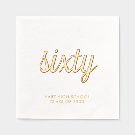 Custom 60. Wiedersehen Modern Gold Foil Napkins Servietten Mit Folie (Vorderseite)
