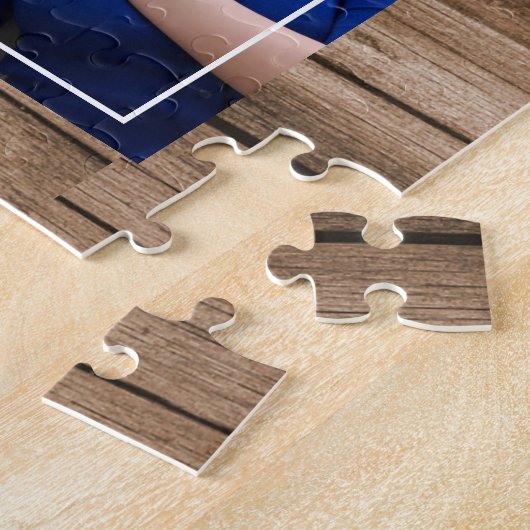 Custom 6 Foto Collage Family Quote Rustikales Holz Puzzle (Seite)