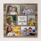 Custom 6 Foto Collage Family Quote Rustikales Holz Puzzle (Vertikal)