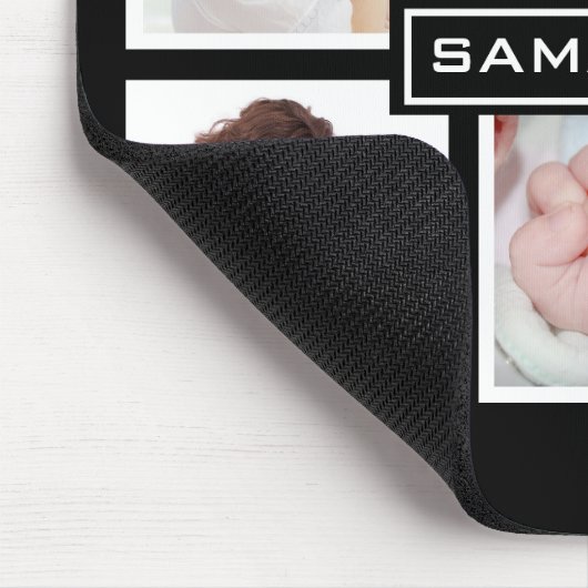 Custom 6 Foto Collage Personalisiert Black Mousepad (Ecke)