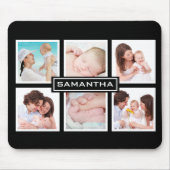 Custom 6 Foto Collage Personalisiert Black Mousepad (Vorne)