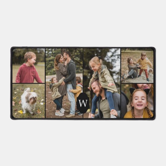 Custom 6 Foto Collage Personalisiert Monogram Wapp Schreibtischunterlage (Vorderseite)