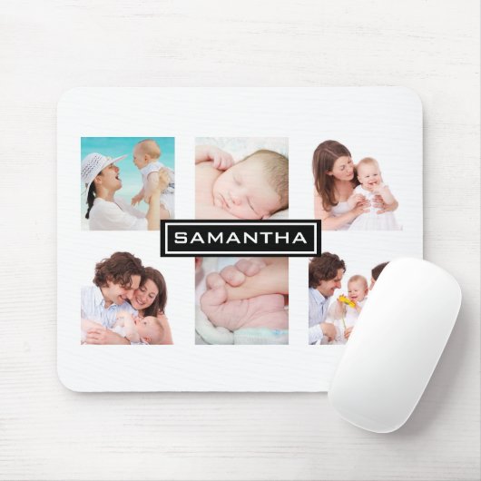 Custom 6 Foto Collage Personalisiert White Mousepad (Mit Mouse)