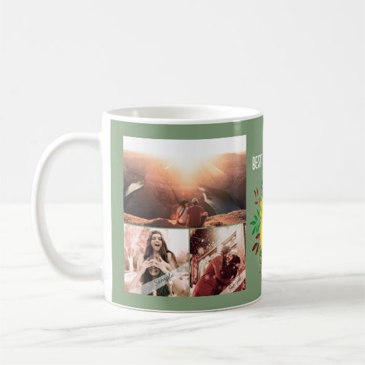 Custom 6 Foto Collage Sonnenblume Beste Familie je Kaffeetasse (Links)