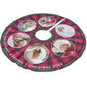 Custom 6 Foto Familiengalerie Kariert Weihnachten Polyester Weihnachtsbaumdecke (Schrägansicht)