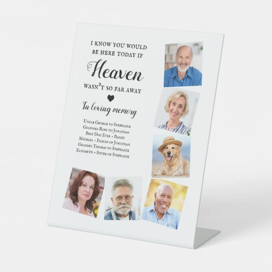 Custom 6 Foto Heaven Gedicht Wedding Memorial Sockelschild (Vorderseite)