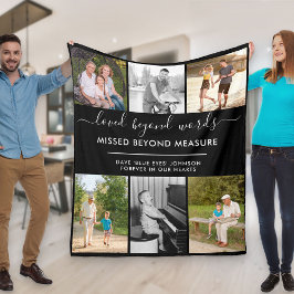 Custom 6 Foto Loved Beyond Words Black Fleecedecke