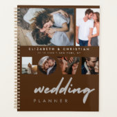 Custom 6 Fotos Brown Liebe Script Wedding Planner Planer (Vorderseite)