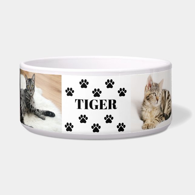 Custom 6 Pet Foto Collage Cat Name Bowl Napf (Vorderseite)
