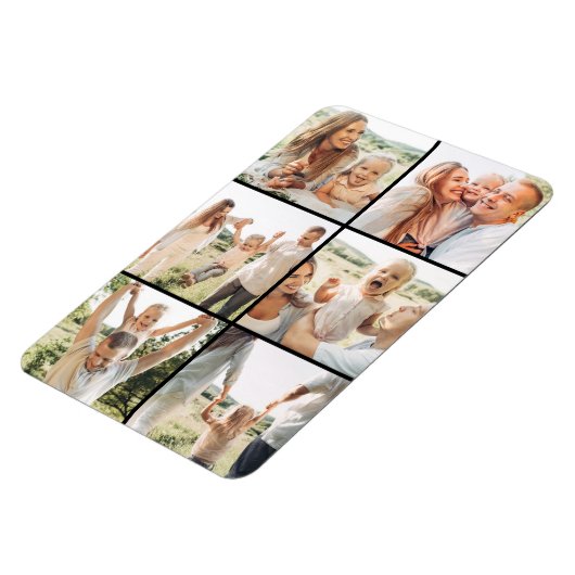 Custom 6 Photo Black Collage Modern Simple Magnet (Linke Seite)