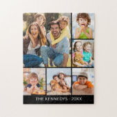 Custom 6 Photo Collage Family Name Minimalist Puzzle (Vertikal)