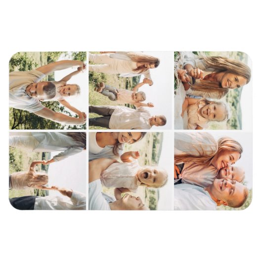 Custom 6 Photo Collage Modern Simple  Magnet (Horizontal)