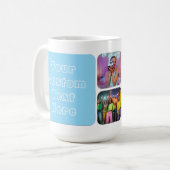 Custom 6 Photo Modern Retro Blue Besties  Kaffeetasse (Vorderseite Links)