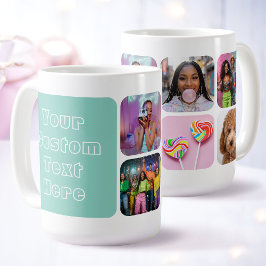 Custom 6 Photo Modern Retro Green Besties Kaffeetasse