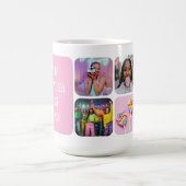 Custom 6 Photo Modern Retro Pink Besties  Kaffeetasse (Mittel)