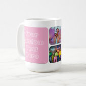 Custom 6 Photo Modern Retro Pink Besties  Kaffeetasse (Vorderseite Links)
