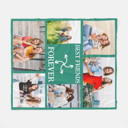 Custom 6 Photo Vertical BFF Gift for Her Text Fleecedecke (Vorderseite (Horizontal))