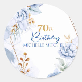 Custom 70. Geburtstag Blue Gold Runder Aufkleber