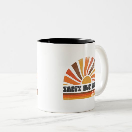 Custom 70er Inpired Retro Summer Sunset Sunset Sun Zweifarbige Tasse (VorderseiteRechts)