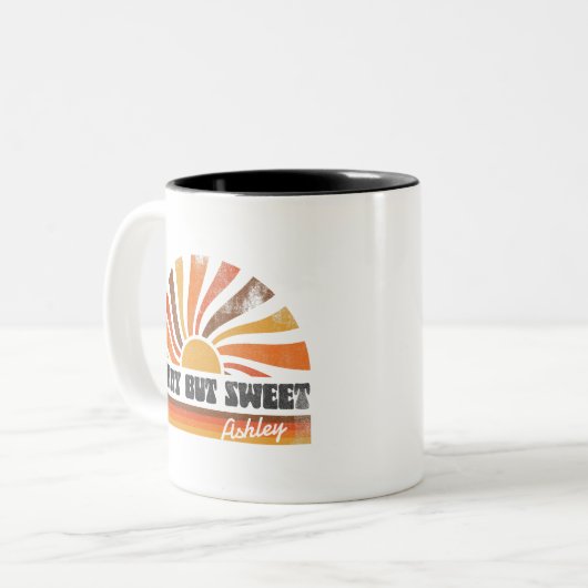 Custom 70er Inpired Retro Summer Sunset Sunset Sun Zweifarbige Tasse (Vorderseite Links)