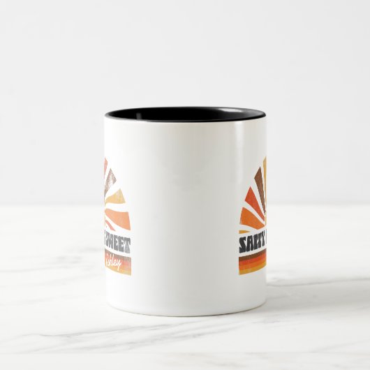 Custom 70er Inpired Retro Summer Sunset Sunset Sun Zweifarbige Tasse (Mittel)