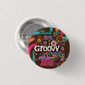 Custom 70er Retro Disco Geburtstag Boogie Groovy Button (Vorne & Hinten)
