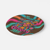 Custom 70er Retro Disco Geburtstag Boogie Groovy Pappteller (Schrägansicht)