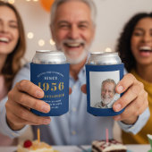 Custom 70th Birthday Blue Gold With Photo Dosenkühler