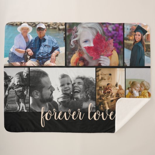 Custom 7 Foto Collage Forever Love Sherpadecke (Vorderseite (Horizontal))