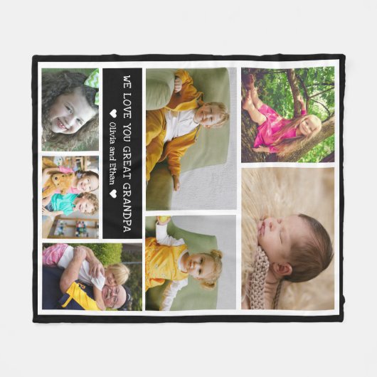 Custom 7 Foto Collage Wir Liebe Sie Großopfer Fleecedecke (Vorderseite (Horizontal))