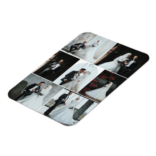 Custom 7-Foto Wedding Collage Magnet (Linke Seite)