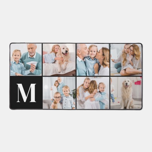 Custom 7 Pictures Personalisiert Modernes Monogram Schreibtischunterlage (Vorderseite)