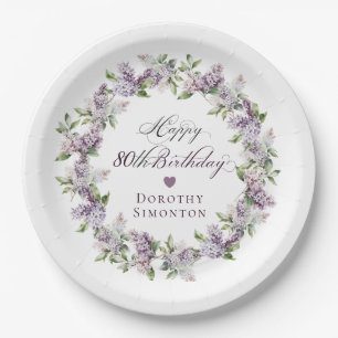 Custom 80. Geburtstag Lila Lilac Spring Blume Pappteller