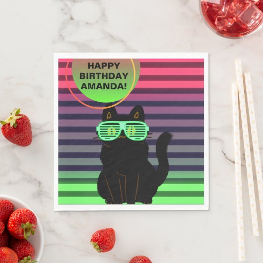 Custom 80er Retro Black Cat Throwback Serviette (Beispiel)