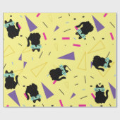 Custom 80er Retro Black Cool Cat Throwback Geschenkpapier (Flach)