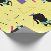 Custom 80er Retro Black Cool Cat Throwback Geschenkpapier (Ecke)