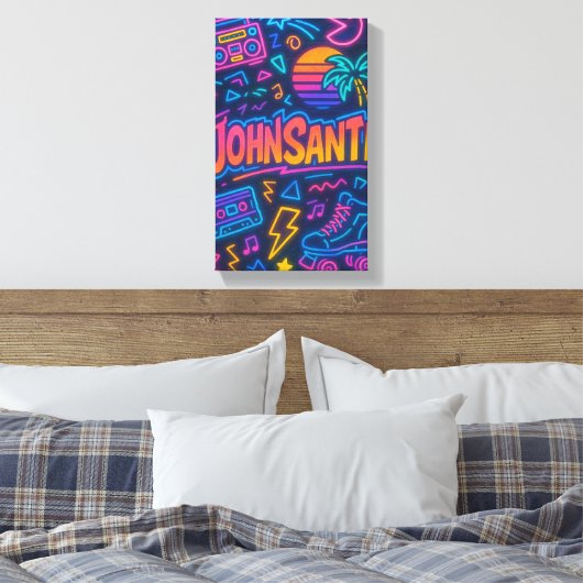 Custom 80er Retro Neon Name Poster - John Santi Leinwanddruck (Insitu (Schlafzimmer))