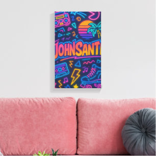 Custom 80er Retro Neon Name Poster - John Santi Leinwanddruck